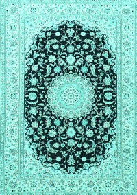 Medallion Turquoise Traditional Rug, tr4599turq