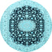 Round Medallion Light Blue Traditional Rug, tr4599lblu