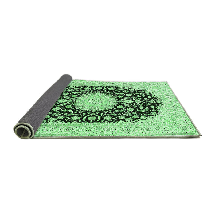 Sideview of Medallion Emerald Green Traditional Rug, tr4599emgrn