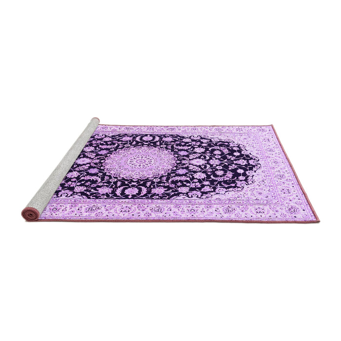 Sideview of Machine Washable Medallion Purple Traditional Area Rugs, wshtr4599pur