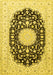 Machine Washable Medallion Yellow Traditional Rug, wshtr4599yw