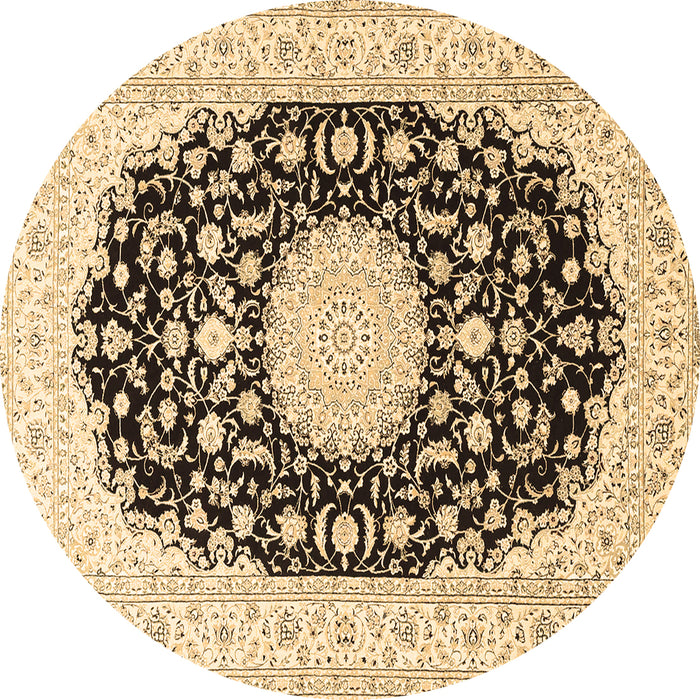 Round Medallion Brown Traditional Rug, tr4599brn