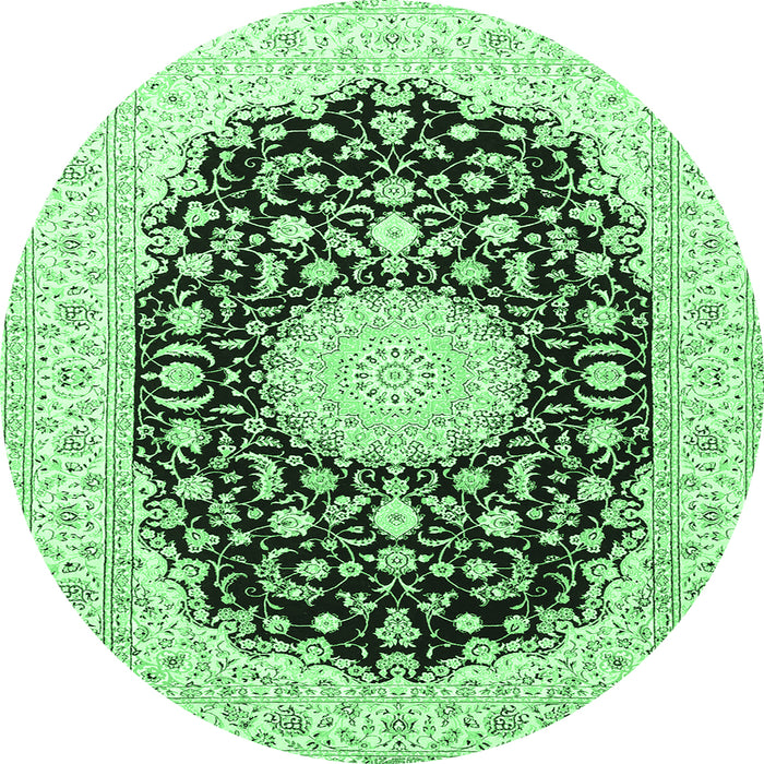 Round Medallion Emerald Green Traditional Rug, tr4599emgrn