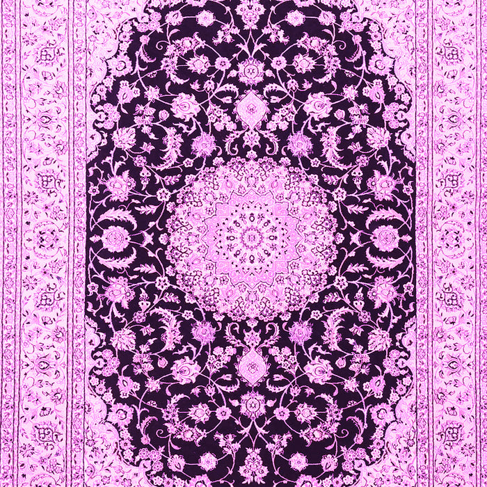 Machine Washable Medallion Pink Traditional Rug, wshtr4599pnk