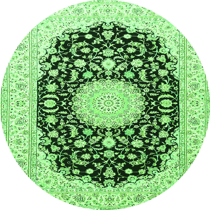 Machine Washable Medallion Green Traditional Area Rugs, wshtr4599grn