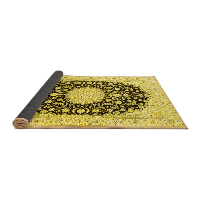 Sideview of Medallion Yellow Traditional Rug, tr4599yw