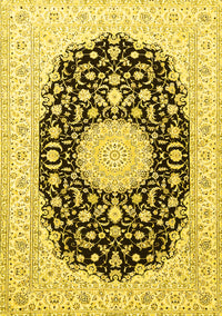 Medallion Yellow Traditional Rug, tr4599yw