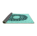 Sideview of Medallion Turquoise Traditional Rug, tr4599turq