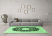 Machine Washable Medallion Emerald Green Traditional Area Rugs in a Living Room,, wshtr4599emgrn