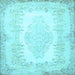 Square Machine Washable Persian Light Blue Traditional Rug, wshtr459lblu