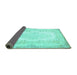 Sideview of Persian Turquoise Traditional Rug, tr459turq