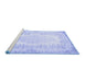 Sideview of Machine Washable Persian Blue Traditional Rug, wshtr459blu
