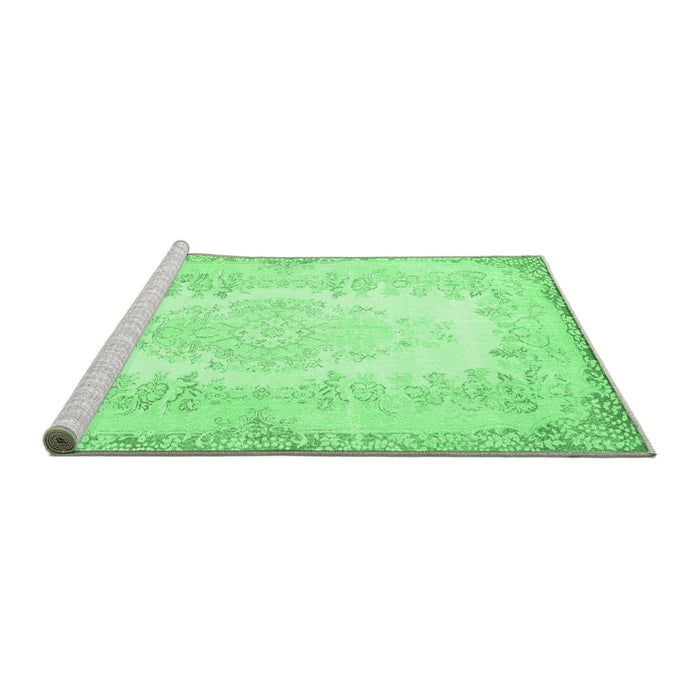Sideview of Machine Washable Persian Emerald Green Traditional Area Rugs, wshtr459emgrn