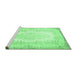 Sideview of Machine Washable Persian Emerald Green Traditional Area Rugs, wshtr459emgrn