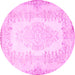 Round Persian Pink Traditional Rug, tr459pnk