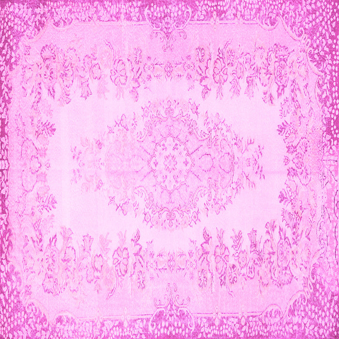 Square Machine Washable Persian Pink Traditional Rug, wshtr459pnk