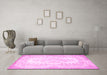 Machine Washable Persian Pink Traditional Rug in a Living Room, wshtr459pnk