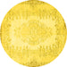 Round Persian Yellow Traditional Rug, tr459yw