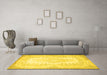Machine Washable Persian Yellow Traditional Rug in a Living Room, wshtr459yw