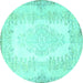 Round Persian Turquoise Traditional Rug, tr459turq