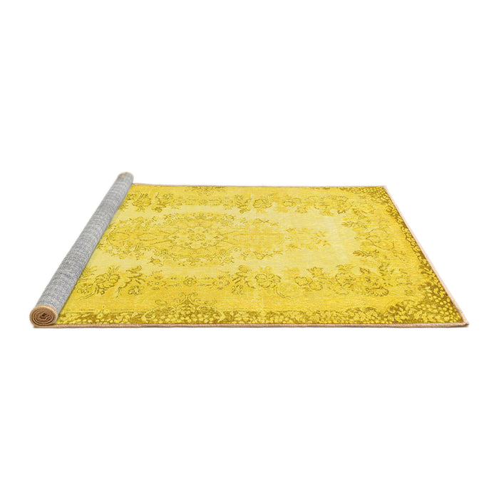 Sideview of Machine Washable Persian Yellow Traditional Rug, wshtr459yw
