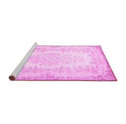 Sideview of Machine Washable Persian Pink Traditional Rug, wshtr459pnk