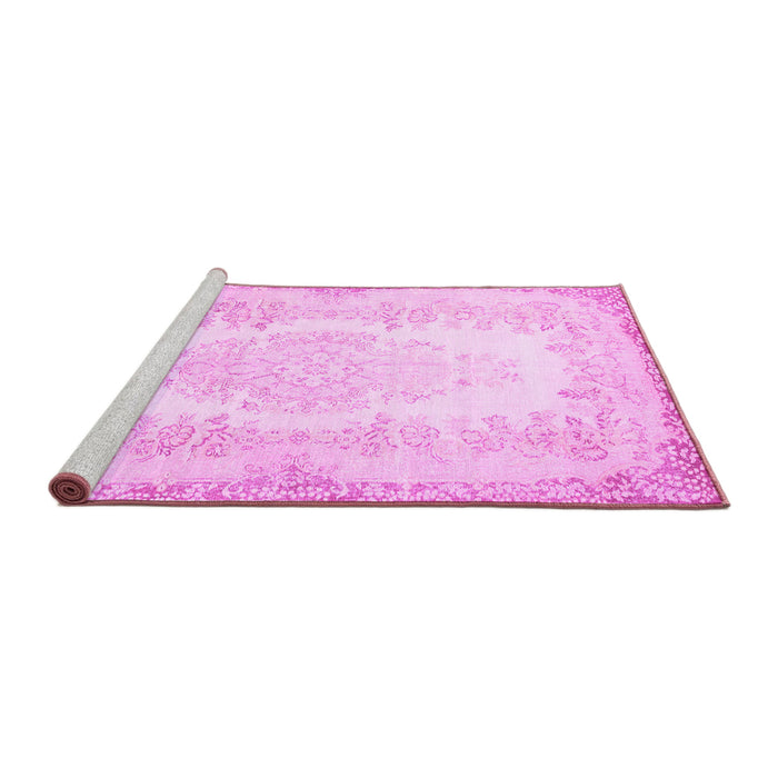 Sideview of Machine Washable Persian Pink Traditional Rug, wshtr459pnk