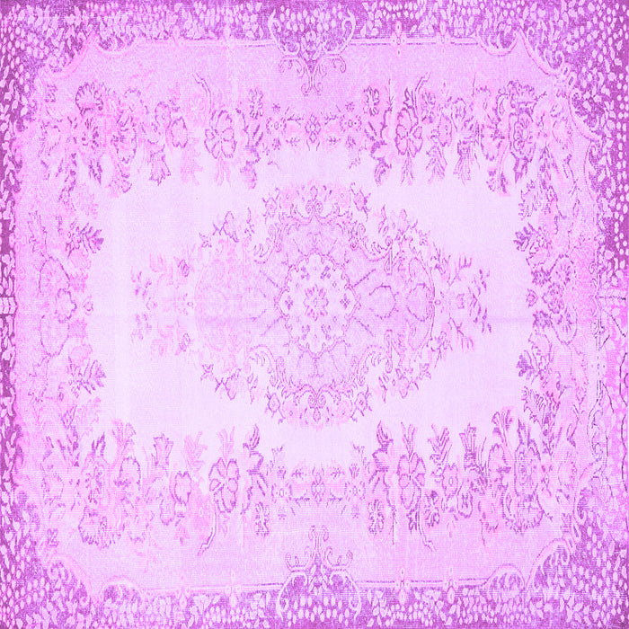 Square Machine Washable Persian Purple Traditional Area Rugs, wshtr459pur