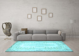 Machine Washable Persian Light Blue Traditional Rug in a Living Room, wshtr459lblu