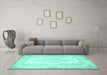 Machine Washable Persian Turquoise Traditional Area Rugs in a Living Room,, wshtr459turq