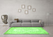 Machine Washable Persian Green Traditional Area Rugs in a Living Room,, wshtr459grn