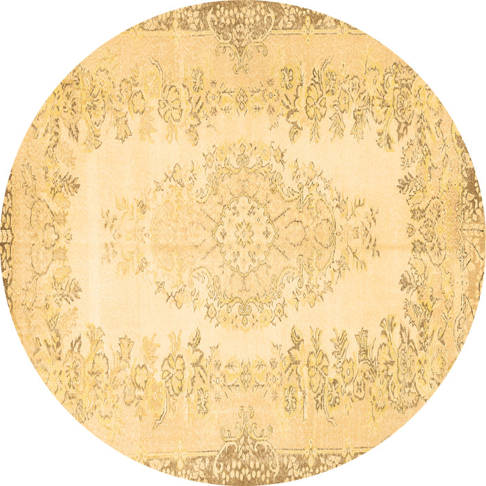 Round Persian Brown Traditional Rug, tr459brn
