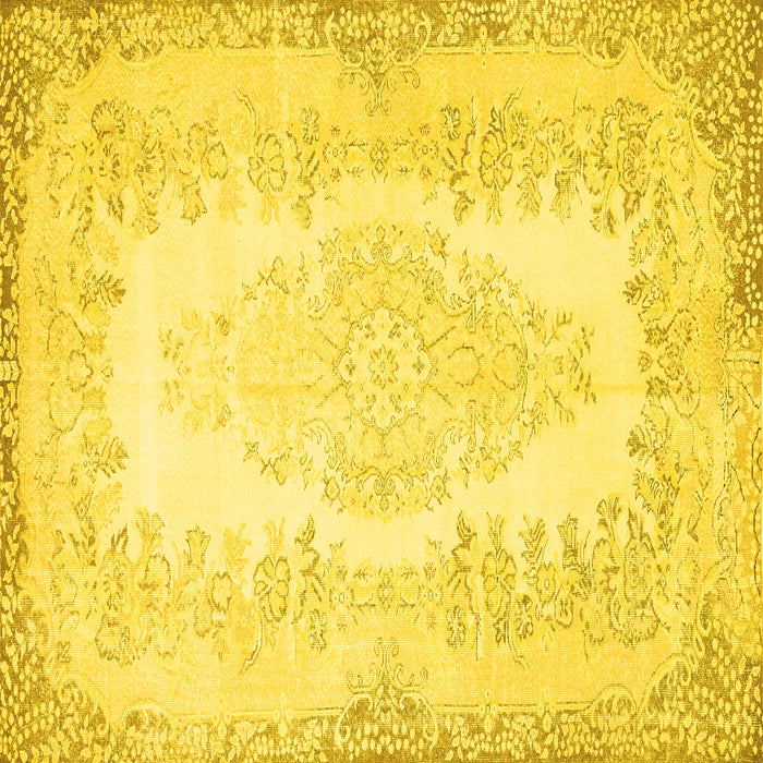 Square Persian Yellow Traditional Rug, tr459yw