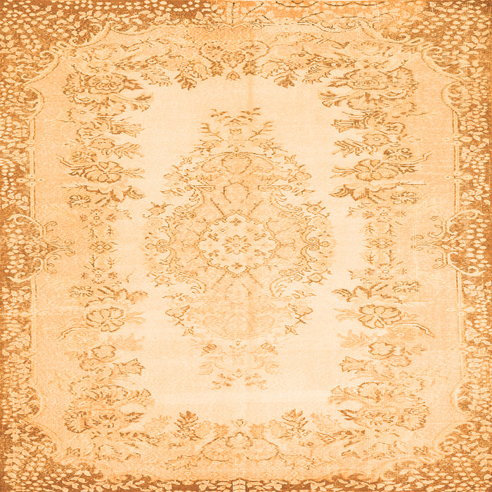 Round Machine Washable Persian Orange Traditional Area Rugs, wshtr459org