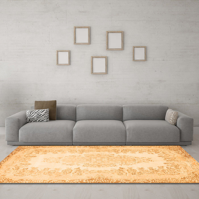 Machine Washable Persian Orange Traditional Area Rugs in a Living Room, wshtr459org