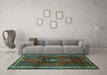 Machine Washable Persian Turquoise Traditional Area Rugs in a Living Room,, wshtr45turq