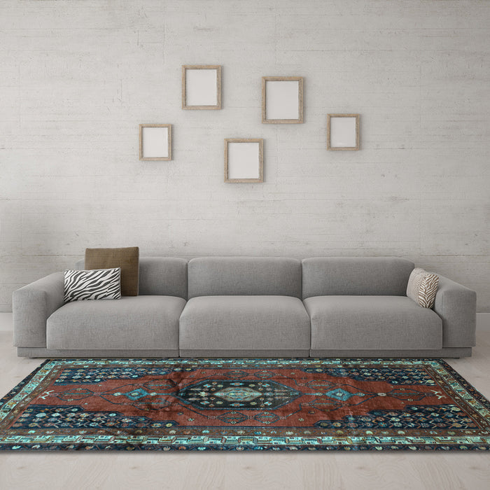 Machine Washable Persian Light Blue Traditional Rug in a Living Room, wshtr45lblu
