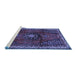 Sideview of Machine Washable Persian Blue Traditional Rug, wshtr45blu