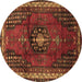 Round Persian Brown Traditional Rug, tr45brn