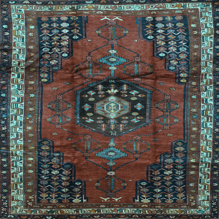 Square Machine Washable Persian Light Blue Traditional Rug, wshtr45lblu