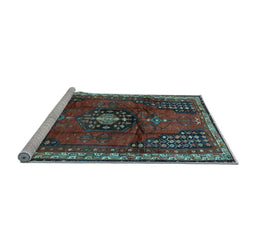 Sideview of Machine Washable Persian Light Blue Traditional Rug, wshtr45lblu