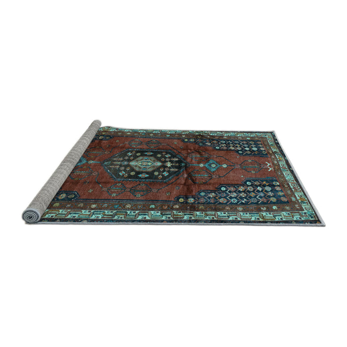 Sideview of Machine Washable Persian Light Blue Traditional Rug, wshtr45lblu