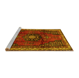 Sideview of Machine Washable Persian Yellow Traditional Rug, wshtr45yw