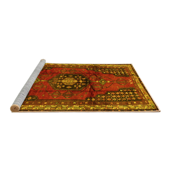 Sideview of Machine Washable Persian Yellow Traditional Rug, wshtr45yw