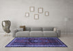 Machine Washable Persian Blue Traditional Rug in a Living Room, wshtr45blu