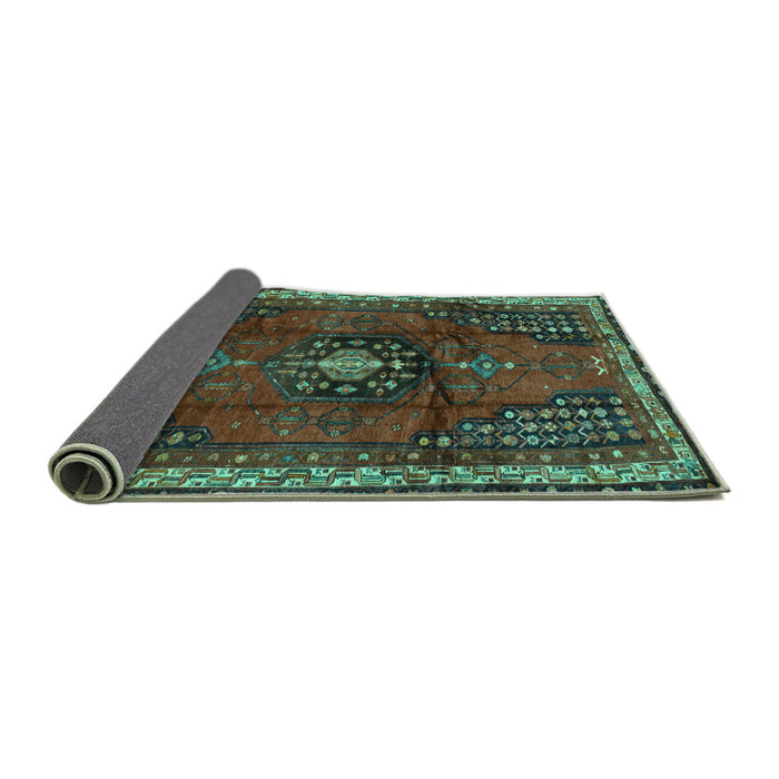 Sideview of Persian Turquoise Traditional Rug, tr45turq