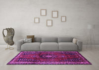 Machine Washable Persian Purple Traditional Rug, wshtr45pur