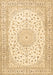 Machine Washable Medallion Brown Traditional Rug, wshtr4600brn