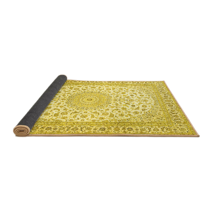 Sideview of Medallion Yellow Traditional Rug, tr4600yw