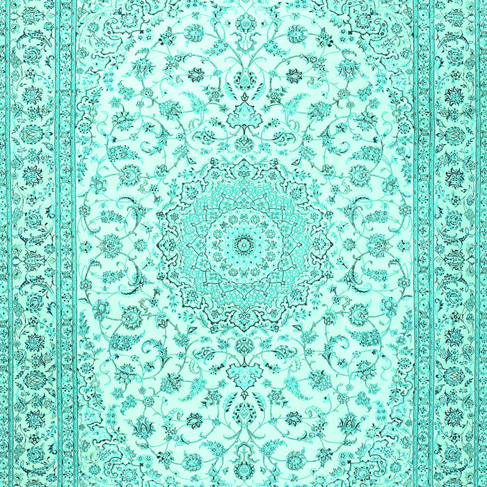 Machine Washable Medallion Turquoise Traditional Area Rugs, wshtr4600turq